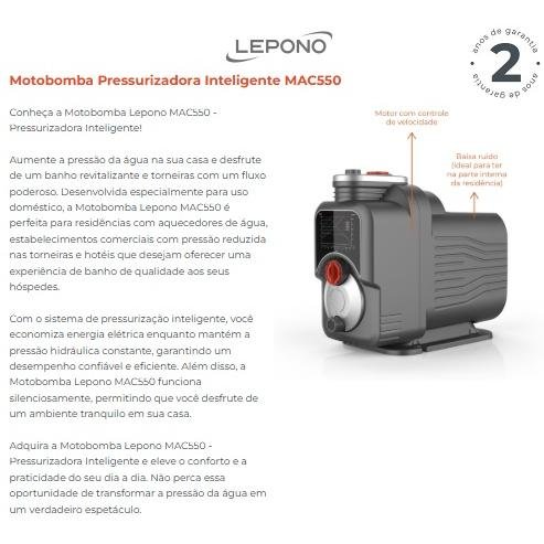 BOMBA CENTRIFUGA MAC550 0,75 HP MON 220V PDR LEPONO