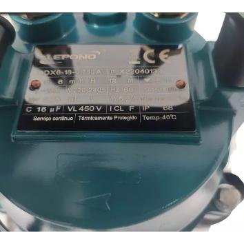 BOMBA SUBMERSIVEL AGUA TURVA QDX6-18-0.75LA 1,0CV MON 220V PDR LEPONO