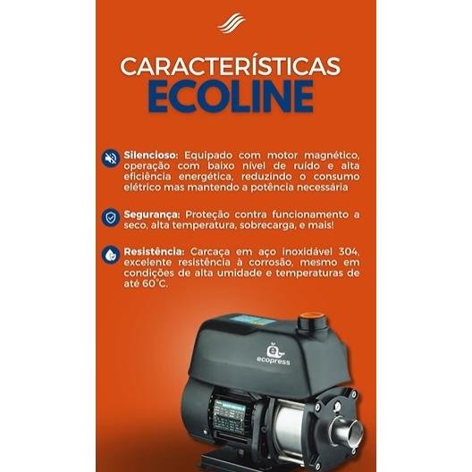 BOMBA PRESSURIZAÇÃO ECOLINE AR750 C/ INVER. DE FREQUENCIA INOX 304 735W INDUSTEK