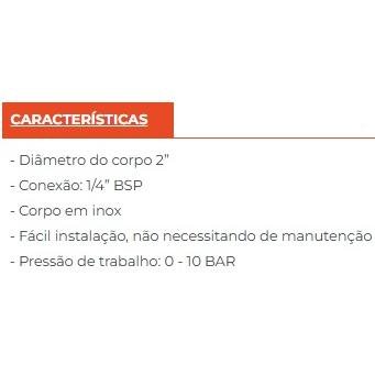 MANOMETRO 0-10BAR INOX 1/4'' BSP LEPONO
